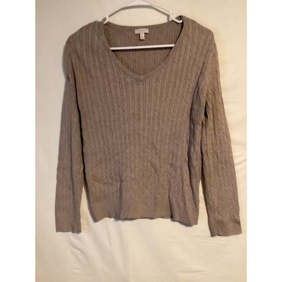 2588 Talbots Petite Vneck Long Sleeve Sweater Green Size Petite Large - Picture 1 of 3